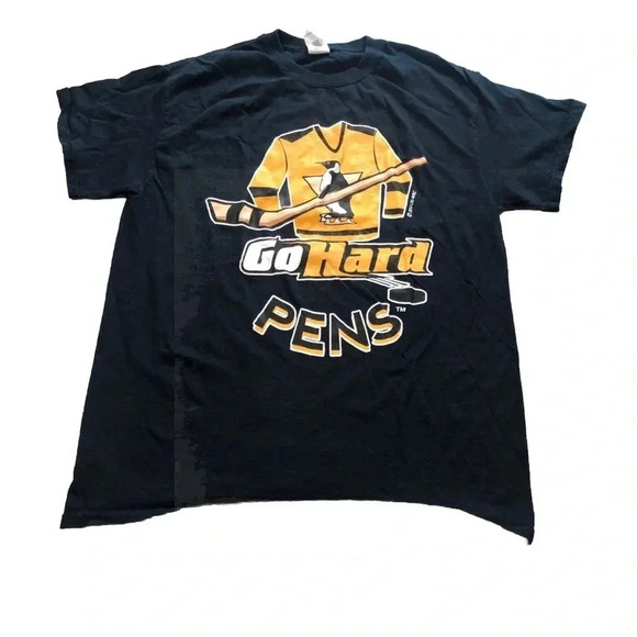 Pittsburg Penguins Go Hard Pens Black Hockey Short Sleeve Unisex Size Medium - Picture 1 of 9